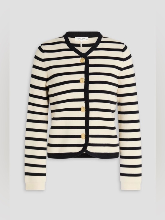 rag & bone Sweaters - rag & bone Dee striped cotton-blend cardigan